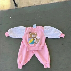 Vintage JOGGLES matching set 12mos baby outfit PINK